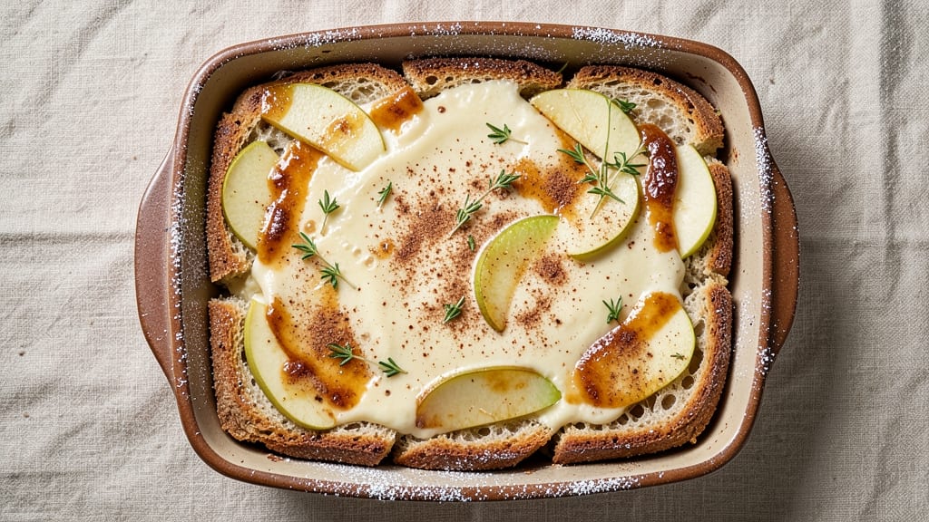 Apple and Rye Bread Pudding Recipe: Spiced Apple Swirls and Toasted Rye Crunch