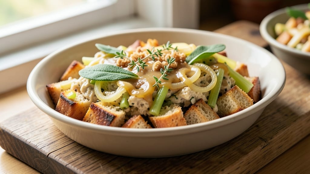Artisan Bread Stuffing Recipe: Crispy-Edged, Herby-Centered Holiday Centerpiece