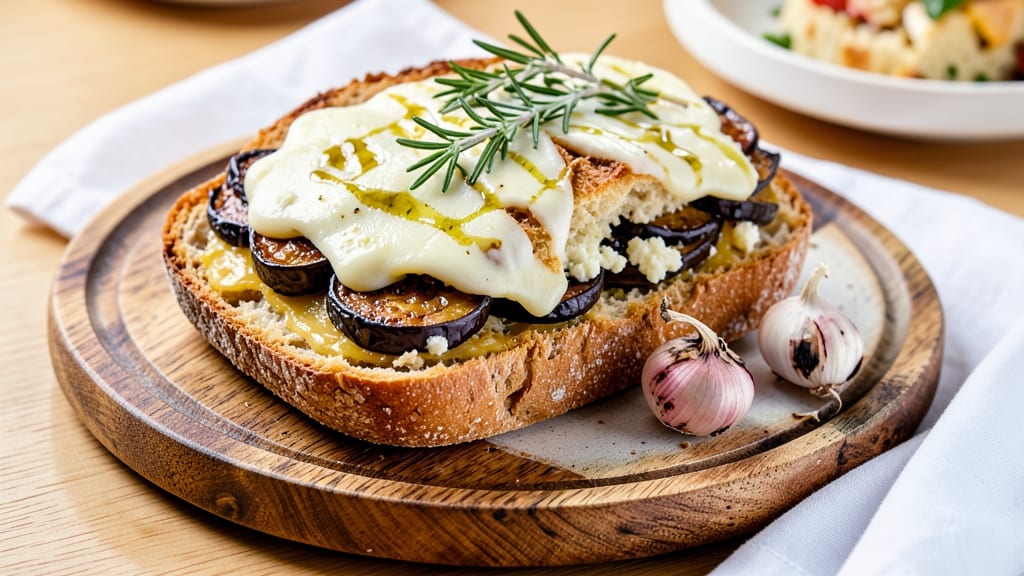 Aubergine, Kitchen Cheese, and Bread Recipe: Smoky Roasted Eggplant Stuffed With Melty Cheese